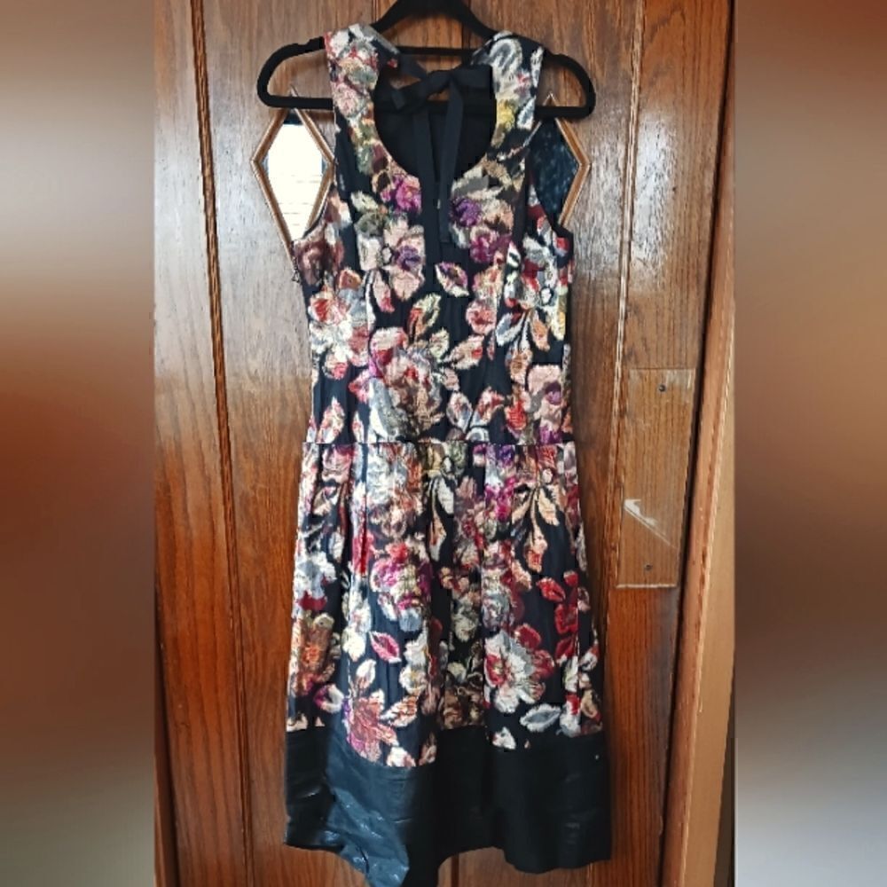 Anthropologie Leifsdottir Floral Metallic Brocade Midi Sleeveless Dress Sz 2 - Picture 6 of 12